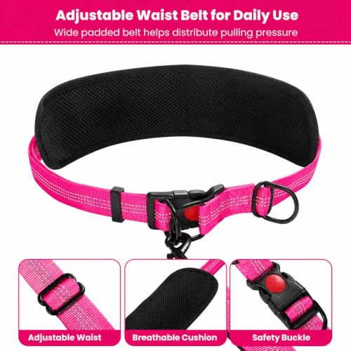 Hands Free Double Dog Leash (Bright Pink)