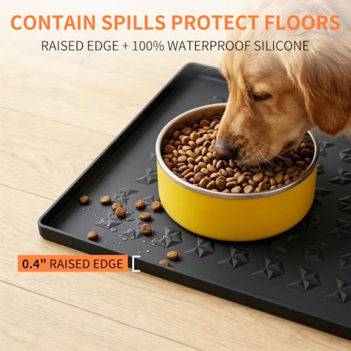 Silicone Pet Feeding Mat (Black / 22"L x 14"W)