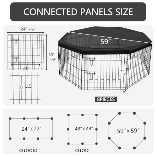 Foldable Metal Dog Exercise Pen (Black / 30''H)