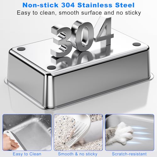 Non Stick Stainless Steel Litter Box (Gray)