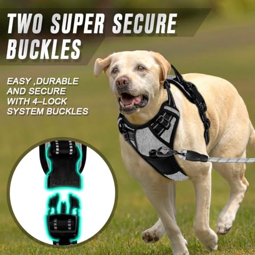 No Pull Dog Harness Front Clip Heavy Duty Reflective Easy Control Handle for Large Dog Walking (Large(Chest:24.5-32.5") / Flint Gray)