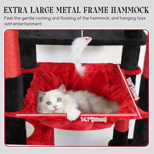 F70 Pro Heavy Duty Cat Tree Tower for Indoor Cats Large Adult (70inch / Red Black)