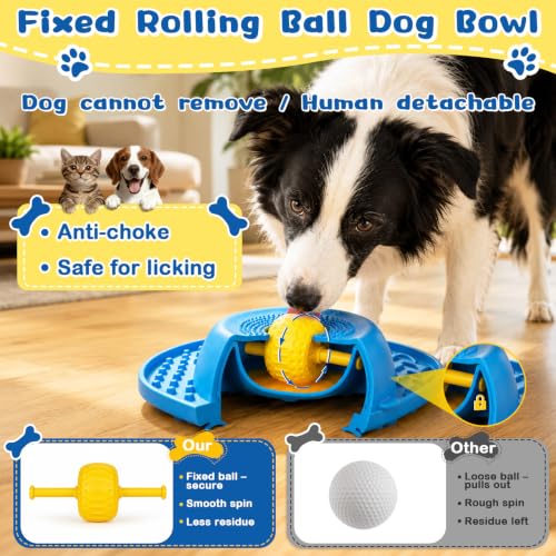 Dog Licking Bowl with Rolling Ball