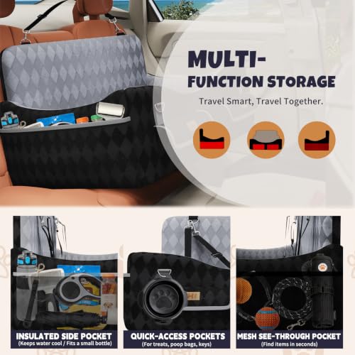 Dog Car Seat for Medium (Black/Grey / Large)