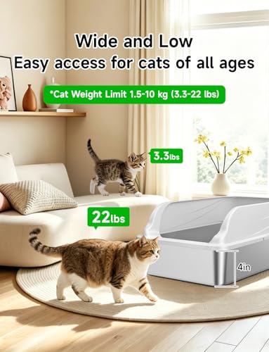 2PACK Stainless Steel Litter Boxes with Lid (Grey XL 2PACK)