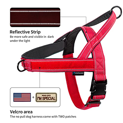 No Pull Dog Harness with Padded Handle+5 Ft Leash (S / Red Set)