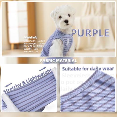 Dog Shirt Stretchy Tank Top Lightweight (Purple + Vivid Green / S-(2~7lb) | Chest(~13"))