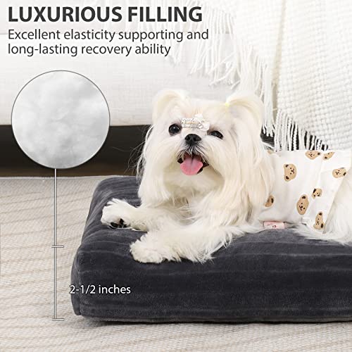 Washable Dog Crate Bed Kennel Mat for Small Dogs (Gray / 21.0"L x 12.0"W x 2.5"Th)