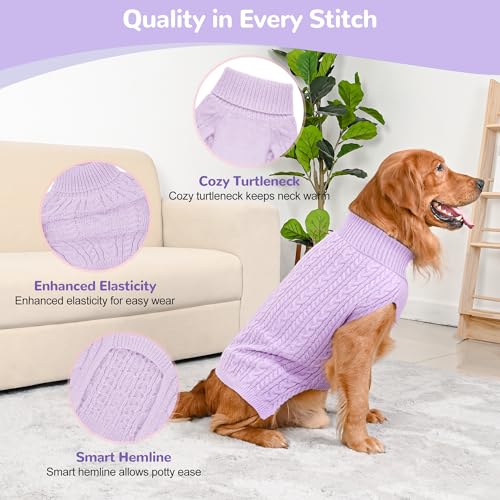 Dog Sweater 2 Pack for Large Dogs (Pink & Purple / X-Large)
