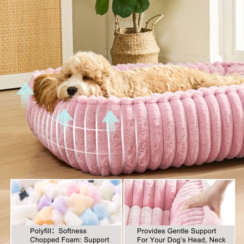 Small Dog Bed Calming Cat Bed for Indoor Cats 20’’x16’’ Pink (Pink / 20"L x 16"W x 6"Th)