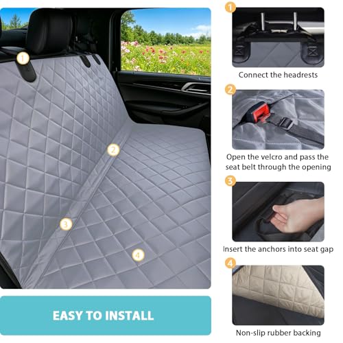 XL Dog Car Seat Cover for Back Seat with Safety Belt for Trucks (Gray / Truck)