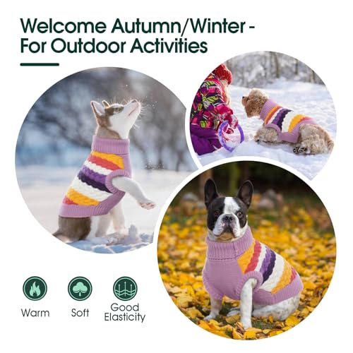 Dog Sweater Large Sweaters for Dogs Doggy Turtleneck Christmas Thanksgiving Outfit (Large (Chest: 18.9''; Weight: 13 - 16LB) / Purple)