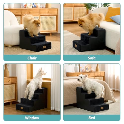 Dog Stairs for Small Dogs (Black / 15.7x23.6x17.7 inch)
