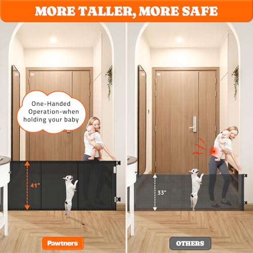 Retractable Baby Gates Extra Wide (Black / 41" Tall x 120" Wide)