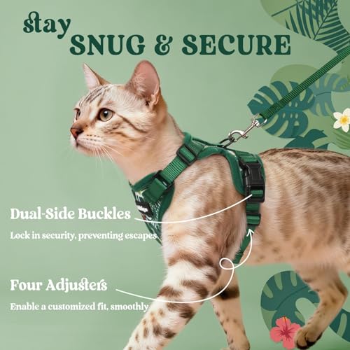 Cat Harness and Leash Set (M / Rainforest Green)