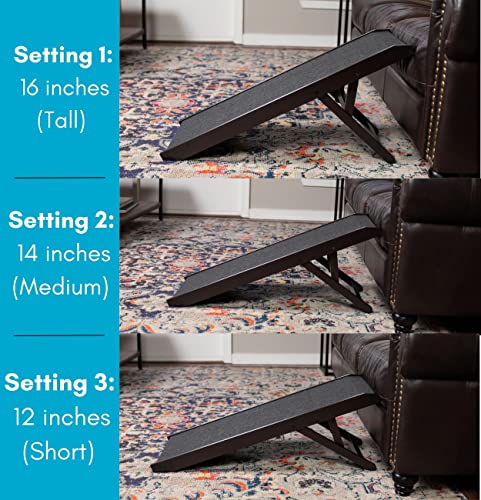 Adjustable Pet Ramp for Small Dogs (Espresso - 16")