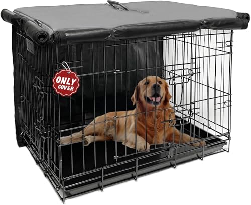 Dog Kennel Cover 42 Inch Waterproof 600D Oxford with 1 (42.0"L x 28.0"W x 30.0"H / Gray Cover(only Cover))