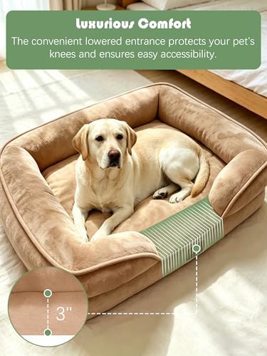 Orthopedic Dog Bed with Sides (42.0"L x 32.0"W x 6.5"Th / Brown)