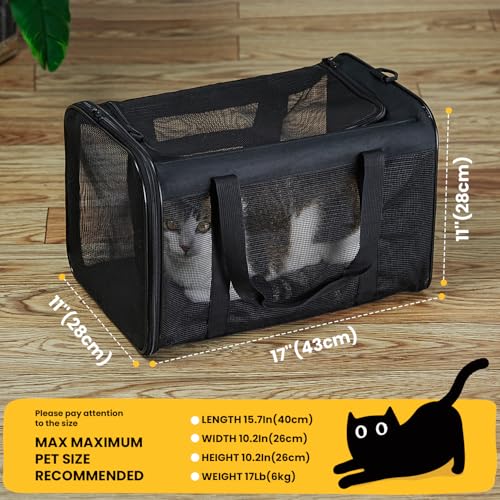 Cat Carrier Bag (17.0"L x 11.0"W x 11.0"H / Black)