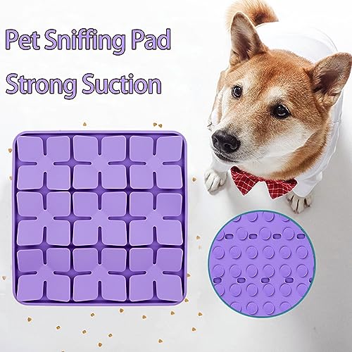 Silicone Snuffle Mat for Small Dogs Puppy Cat Slow Down Eating (Purple-S(8.2x8.2in))