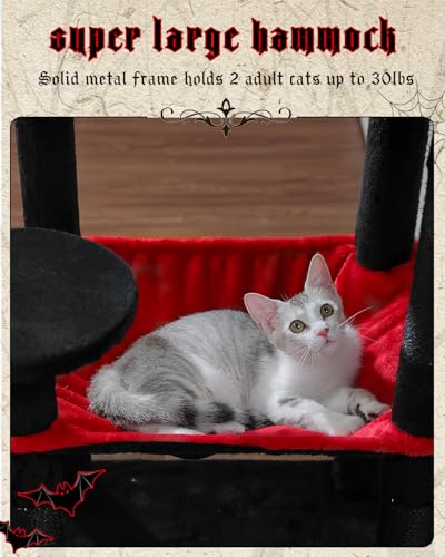 56.3" Cactus Cat Tree with Metal Hammock (Black / 56.3in)