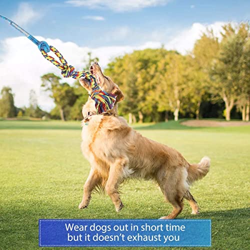 Flirt Pole for Dogs Interactive Chase Toy for Large Medium Small Puppy Dogs (yellow)