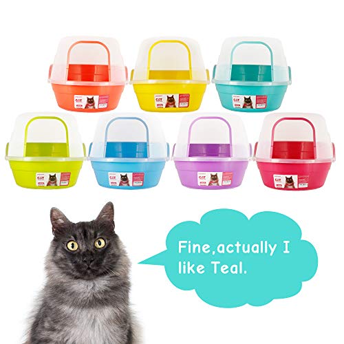 Jumbo Hooded Cat Litter Box (Teal)