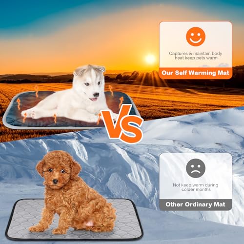 2 Pack Self Heating Cat Mat Self Warming Pet Pads Washable Kennel Mat Dog Crate Pad Reflects Body Heat Non Skid Cat Thermal Pads for Puppy Indoor Outdoor (16 x 20 inches / Blue)