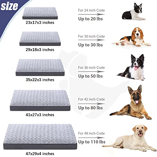 Washable Dog Crate Bed Waterproof for Medium Dogs (Light Grey / 29.0"L x 18.0"W x 3.0"Th)