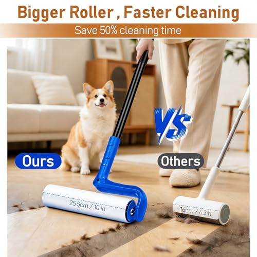 10" Large Lint Roller for Pet Hair Extra Sticky (Blue / 10 Inch)