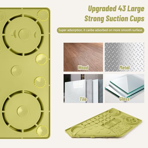 Silicone Lick Mat for Dogs 32"x 20" Large Slow Feeder Mat (Green:32"x20")