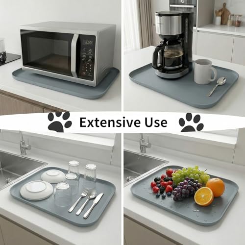 Non Slip Silicone Dog Food Mat for Food and Water (45 x 30 cm / Grey)
