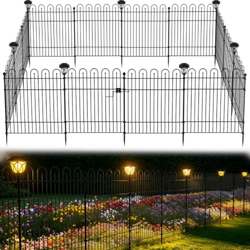 Garden Fence Animal Barrier with Lights (10 Pack - 32 in (H) x23.6 ft (L) with Light)