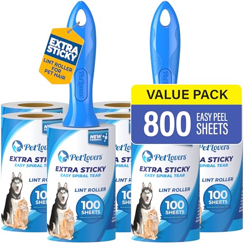 Extra Sticky Lint Roller Ultimate Value Set 800 Sheets for Pet Hair Removal