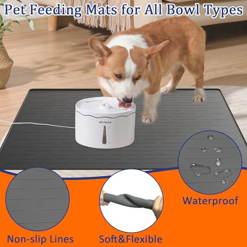 XXXXL Largest Pet Food Mat (Black / 51.2"L x 25.6"W)