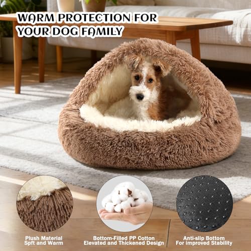 Hooded Donut Bed (Brown / Small 19.6'')