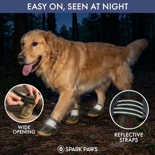 365 Dog Shoes (365 Green Brown / Size 3: 2"x2.36"(W*L) (Pack of 4))