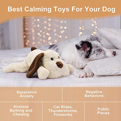 Puppy Heartbeat Toy for Anxiety Relief Dog Behavioral aid Toy for Puppies Sleep Aid Separation Anxiety Soother Cuddle (White)