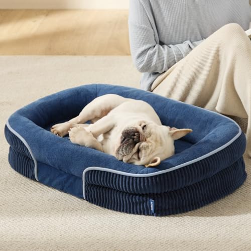 360°Oval Bolster Orthopedic Dog Bed Medium Size Dog (Navy Blue / 30"lx20"wx6.5"th)