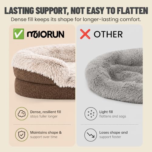 Fluffy Orthopedic Dog Beds Large Sized Dog (Coffee / L-(40", UP to 70lbs))