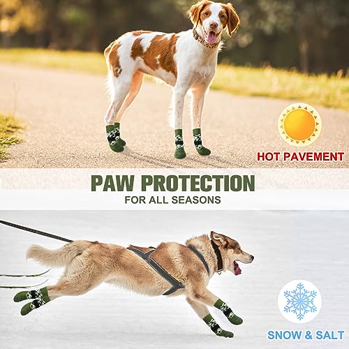 Dog Socks to Prevent Licking Paws for Hot (Reflective Camouflage Green / L(Pack of 4))