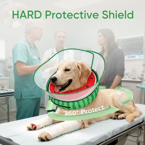 Raised Inflatable Dog Cone After Surgery (Watermelon / XL（(Neck 14"-18")）)