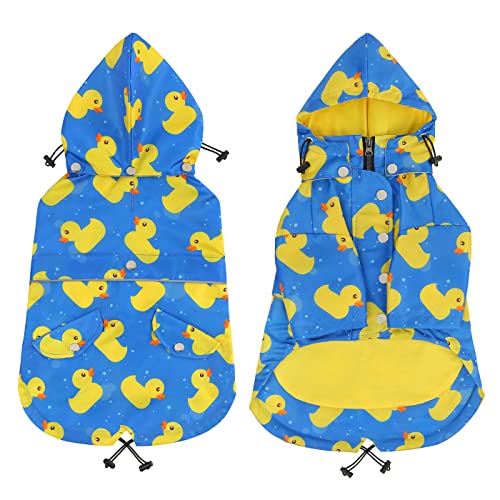 Premium 2 Layer Zip Dog Raincoat Poncho w (XXX-Large / Ducks Blue)