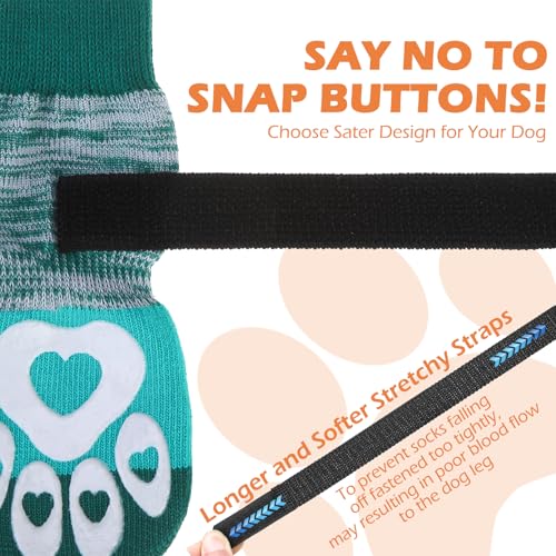 Dog Socks to Prevent Licking Paws with Grippers for Hardwood Floors Anti Slip (Green / X-Small)