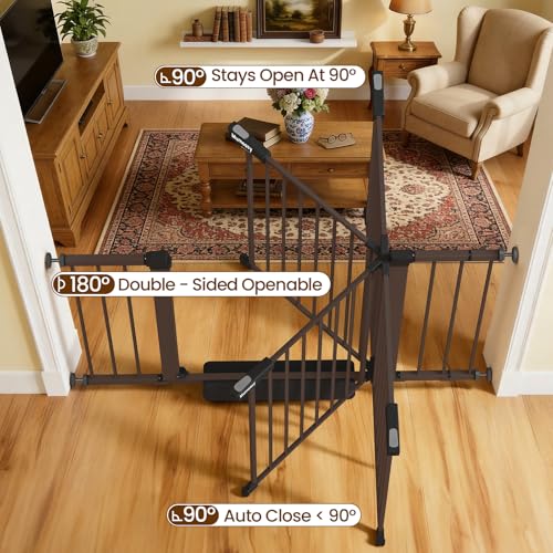 29.7 48" Baby Gate for Stairs (Brown / 29.7-48"W x 30"H)