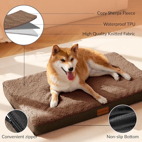 Orthopedic Large Dog Bed Washable Pet Sofa Mat 48''X30'' Brown (48"L x 30"W x 3.5"Th / Brown)