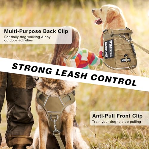 Service Dog in Training Mesh Harness with 10 Removale Pet Patches (Large / Brown)