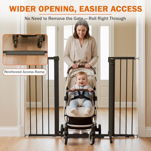 36" Extra Tall Baby Gate for Stairs (Black / 29.7-51"W x 36"H)