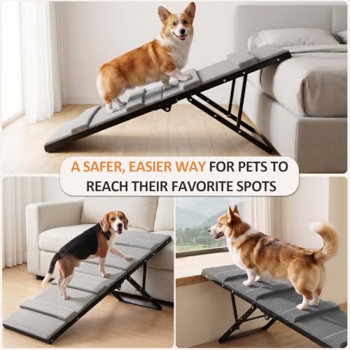 Dog Ramp for Bed & Couch (Large/48"L x 17"W x 16"-24"H)