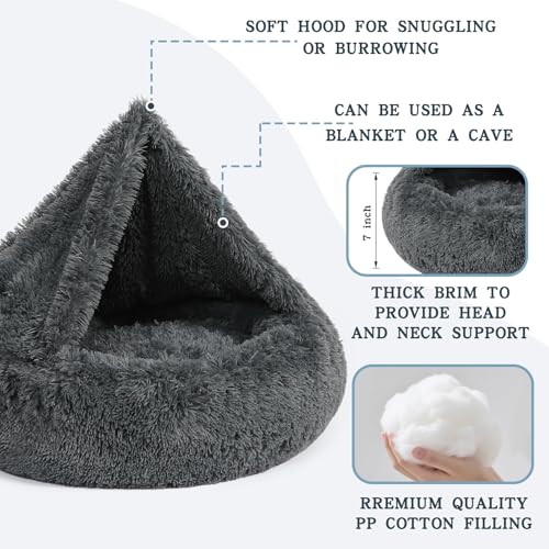 Calming Donut Dog Bed (Dark grey / Large 31.5''x31.5''x9'')